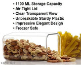 10-piece set of 1100 ml airtight plastic kitchen containers, ideal for dry fruits and cereals, unbreakable and sturdy, transparent jars with secure lids