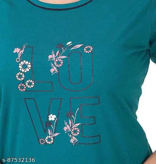 Cotton printed night suit for women, Bell Paper plus size lounge wear