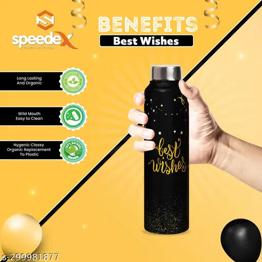 Stainless steel 1-litre water bottle with pink blossom design, perfect for fridge, school, gym, home, and office use by boys, girls, and kids. Leak-proof and BIS/ISI certified