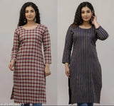 Dark blue striped wool kurta, long sleeves
