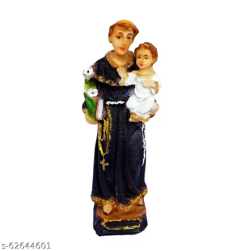 Multicolor polystone Catholic St. Antony figurine, perfect for home decor and housewarming gifts (15cm x 5cm x 4cm)