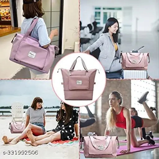 Large, waterproof, foldable travel duffel bag. Suitable for carry-on luggage, featuring a fashionable design