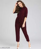 Fancy feminine women's jumpsuit in crepe, solid net, XL size (Bust 41in, Length 48in, Waist 34in), Indian origin