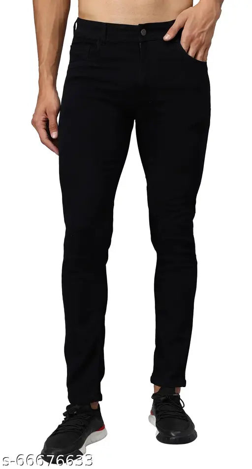 Premium quality black men's jeans, Best4U Fashion Present, solid denim, Indian-made slim fit style, size 28/30/32/34 (w: 28in, l: 41in)