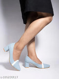 Synthetic blue heeled pumps for casual wear, detailed with pointed-toe & slip-on fastening - Sheotopia trendy party style