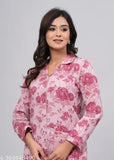 Women's cotton night suit set with 1 pocket, comfortable and fashionable printed design, available in various sizes (M-5XL), India origin