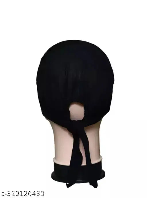 Two cotton hijab caps in black color, each with a wide adjustable loop for slipping over hair" # Product-first, factual, concise, and keyword-friendly