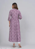 Rayon Anarkali Jaipur Kurti with three-quarter sleeves, printed pattern, available in sizes S to XXXL. Indian chikankari kurti and palazzo set for women