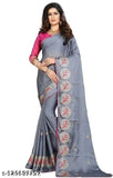 Vichitra Silk Ladvo Saree with Embroidered Net Blouse, Indian fancy design in Free Size