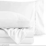 White cotton sateen 300 TC pillow cover, solid color bedsheet.