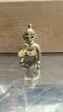 Blue-eyed brass Krishna idol, size 2, traditional Indian Krishna figurine