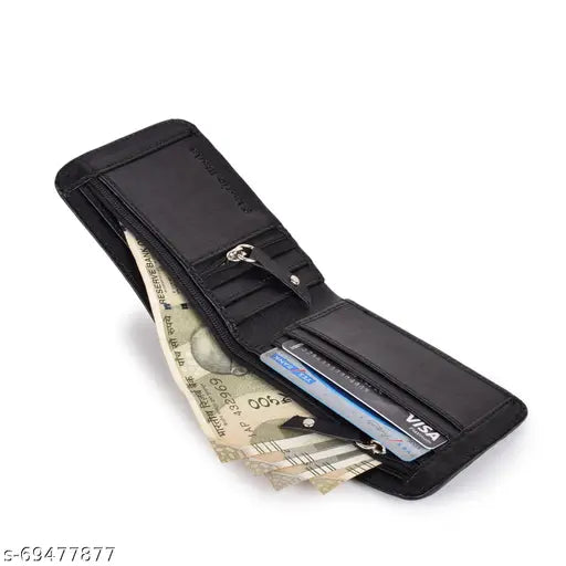 PU classic world casual men's bi-fold wallet, free size (9cm x 5cm), ultra-slim, practical design for daily use