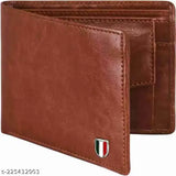 Tan PU Fancy Fashionable Bi-fold Wallet, 5 card slots, slim design for men's daily use