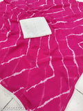 Georgette leheriya saree, fancy lace blouse