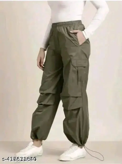 Green elastic waist sweat pants women