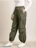 Green elastic waist sweat pants women