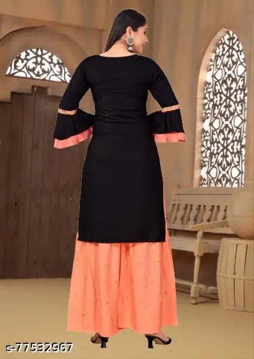 Black and pink women dupatta set, long length, intricate design