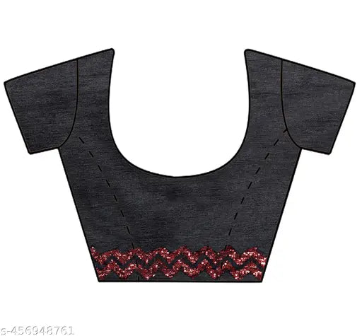 Indian traditional cotton sari with red paisley border and black blouse