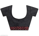 Indian traditional cotton sari with red paisley border and black blouse