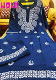 Red Indian modal kurti with exquisite Chikankari work, rayon fabric, 3/4 sleeves