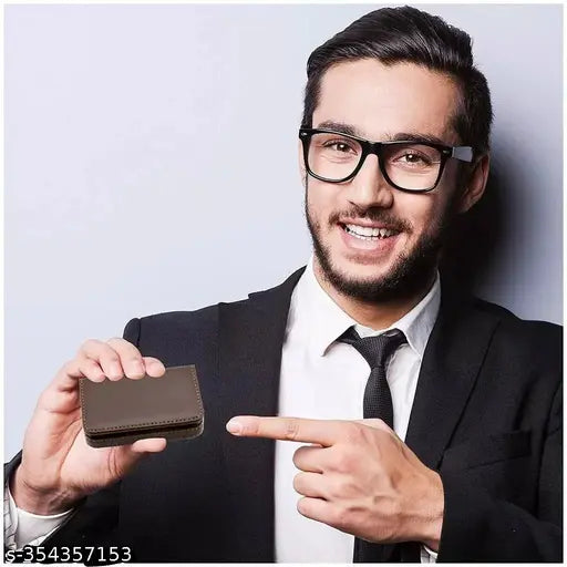 Trendy faux leather wallet with new lock, solid-colored ATM card holder box, free size (10cm x 6cm), made in India