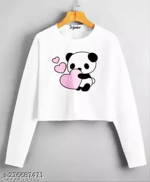 Sustainable women's long sleeve solid cotton t-shirt, printed net design in neutral shades - wardrobe essential for casual wear