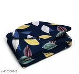 Navy blue 100% cotton fitted bedsheet with 2 pillow covers, botanical print, ideal for summer