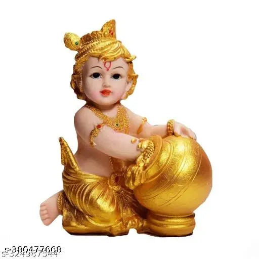Resin Krishna Murti Statue, 6-inch tall, Hindu deity idol for pooja decor and gift