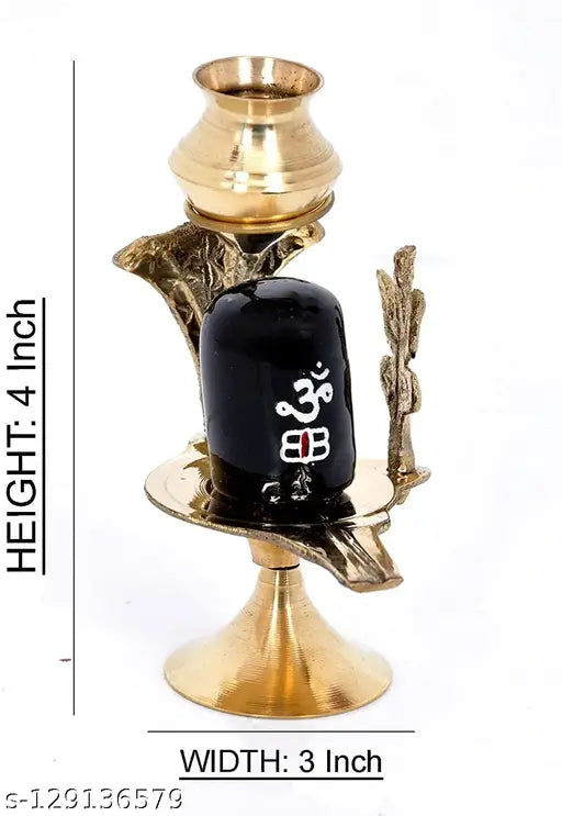 Brass Shiva Lingam statue, 3cm x 8cm x 7cm, Indian festive puja showpiece