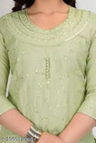 Viscose Rayon embroidered kurti set with palazzos and matching juttis, beautiful Indian traditional outfit with three-quarter sleeves