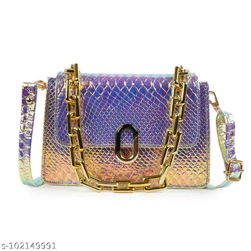 Purple synthetic slingbag with adjustable strap