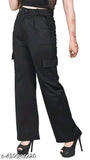 Black cotton lycra 4-pocket trouser pant, solid design in size S, M, L, XL from India