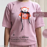 Adorable pink Ohio State teddy bear themed cotton tee for women, girls. Versatile oversized casual loungewear top with cute graphic print