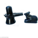 Black marble Shivling & Nandi Ji combo showpiece by Aquarious Handicrafts - 15 INCH (35 cm) for home or office decor, Indian-origin spiritual artifact