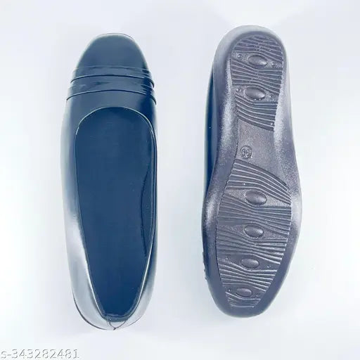 Formal black synthetic leather slip-on ballerinas - stylish, comfortable, and skin-friendly bellies from India