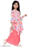 Tomato chiffon girls' top and bottom set, soft and comfortable kurta with palazzo, perfect fit for lucky 4-12 year olds. Made in India