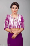 Purple and white Georgette saree with ruffled blouse