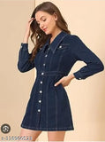 Denim jacket, stylish buttons, long sleeves, India-made women's wear