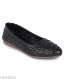 OSKAV540 Old Black Synthetic Ballerinas - trendy flat shoes for casual brunch outfits, India origin