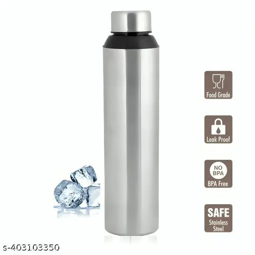 Stainless steel, leak-proof office/school bottle (900 ML), silver color, durable water container for fridge use