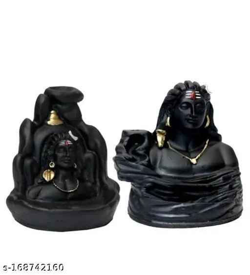 Black and gold Adiyogi smoke fountain backflow with 20 smoke cones