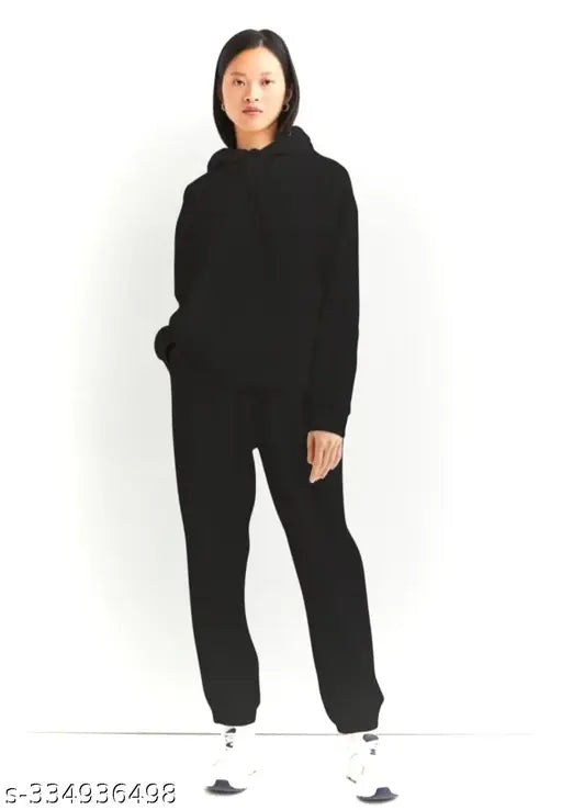 Fleece winter/prewinter girls set, solid-colored hoodie with long sleeves, soft fabric, comfortable fit, made in India