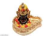 Black poly resin Shivling with golden yoni for puja temple or meditation room by SCULPTO MANIA, hand-painted and highly detailed. Dimensions: 12 x 9 x 10 cm. Perfect for home decor, gifting, or religious ceremonies