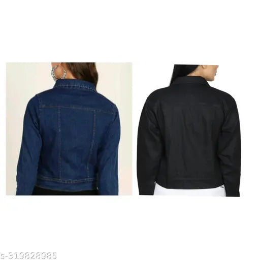 Blue denim jacket for kids, girls' two pack