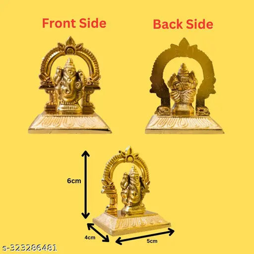 Metal Ganesha and Murugan statues, golden-colored, intricately detailed, office or car decor (65cm combo offer)