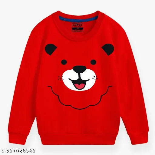 Fashion junky kids cute and stylish tiger design round neck red sweatshirt