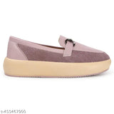 Women's brown suede flat shoes with bellies