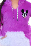 Girls Self Design Hooded Neck Purple Sweater