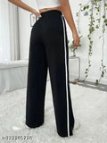 Black pants with white stripes, side split