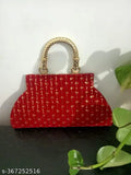 Red and white patterned clutch purse, handheld bag for ladies events